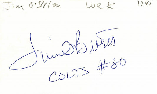 Jim O'Brien Signed/Auto 3x5 Index Card Baltimore Colts 189519