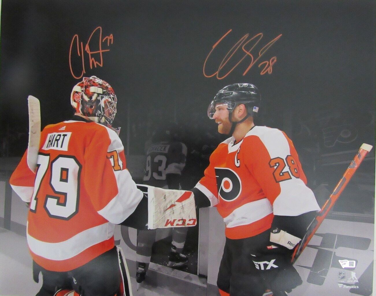 Claude Giroux/Carter Hart Dual-Autographed 16x20 Photo Flyers Fanatics