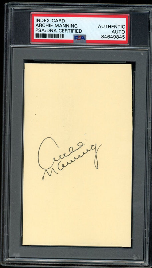 Archie Manning Autographed 3x5 Index Card New Orleans Saints PSA/DNA