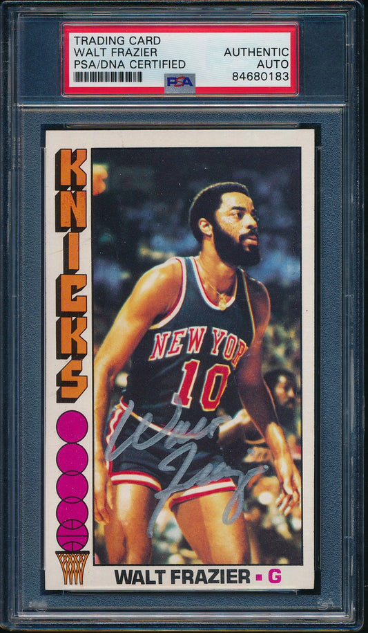 Walt Frazier HOF Signed 1976-77 Topps Card #64 New York Knicks PSA/DNA 184891