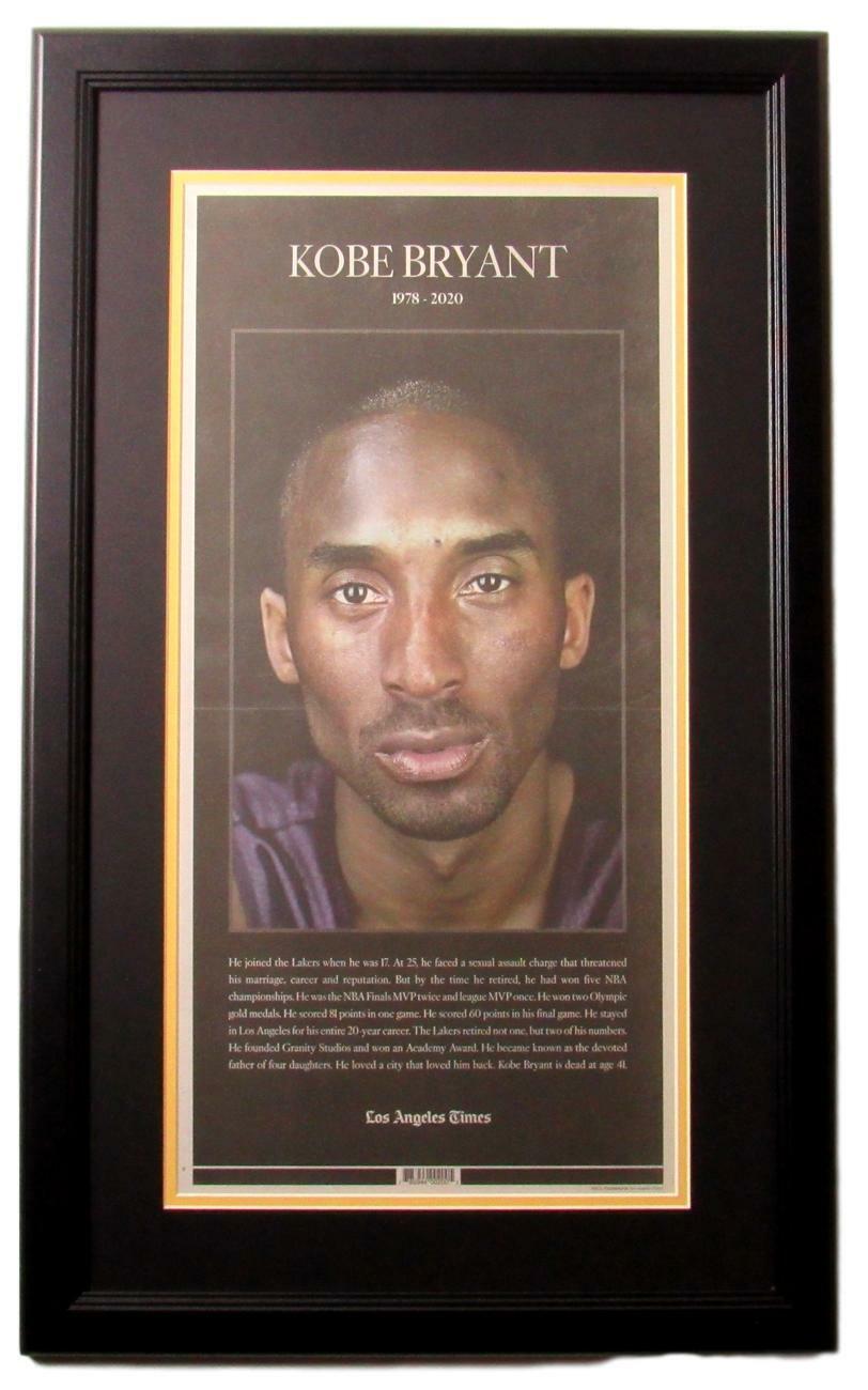 Kobe Bryant Los Angeles Lakers Tribute LA Times Newspaper Framed 149407