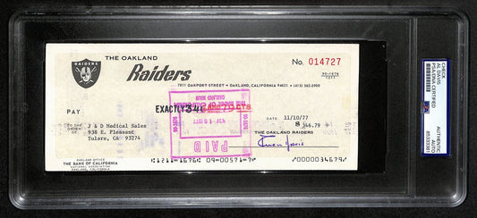 Al Davis HOF Signed/Autographed 8.5x3.5 Bank Check Raiders PSA/DNA 193226