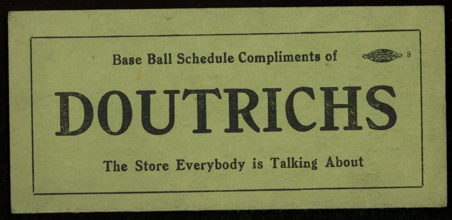 Doutrichs 1920 West End Twilight Base Ball League 2.5x5 Pocket Schedule
