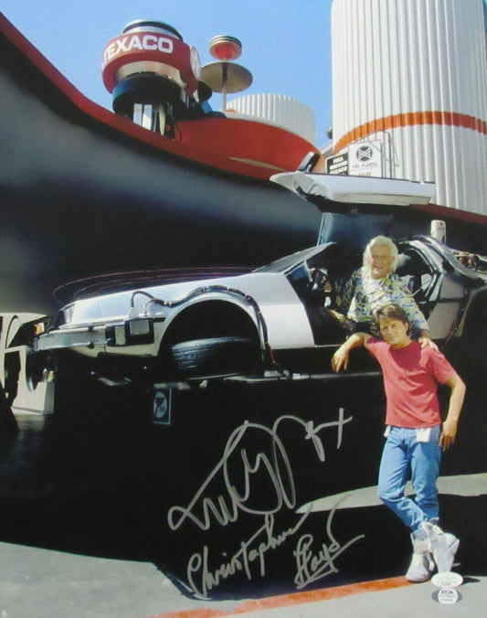 Michael J Fox/Christopher Lloyd Autographed 16x20 Photo "Back To The Future" JSA