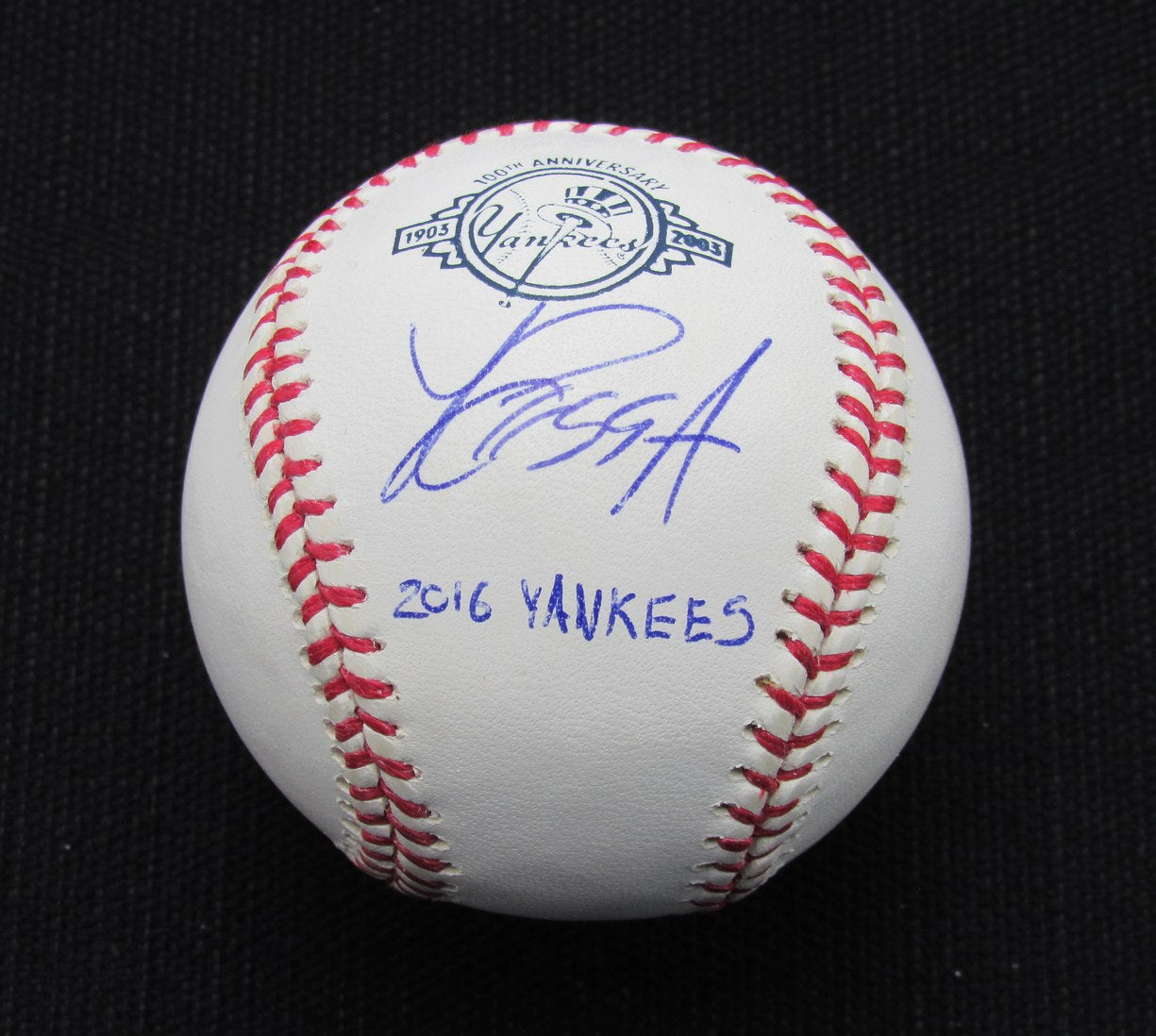 Luis Cessa Signed/Auto Yankees 100th OML Baseball JSA Inscr 186760