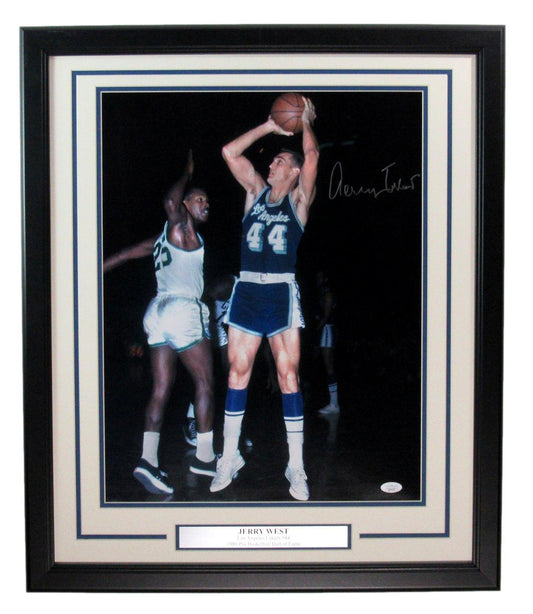 Jerry West Autographed Los Angeles Lakers 16x20 Photo Framed JSA 186291