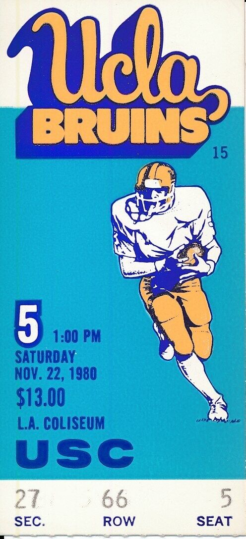 1980 USC Trojans vs. UCLA Football Game Ticket Stub 148606