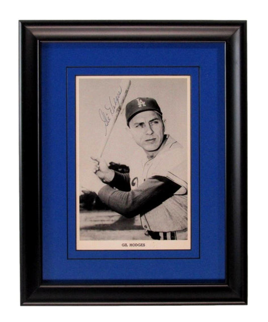 Gil Hodges HOF Signed/Autographed 5x7.5 B/W Photo Dodgers Framed PSA/DNA 190119