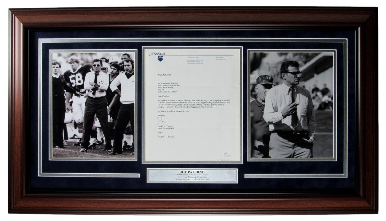 Joe Paterno Penn State Signed/Autographed 8x10 Photo Collage Framed JSA 158971