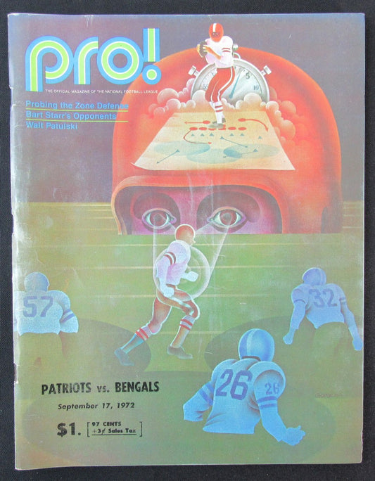 1972  New England Patriots vs. Cincinnati Bengals Program 09/17/72 172398