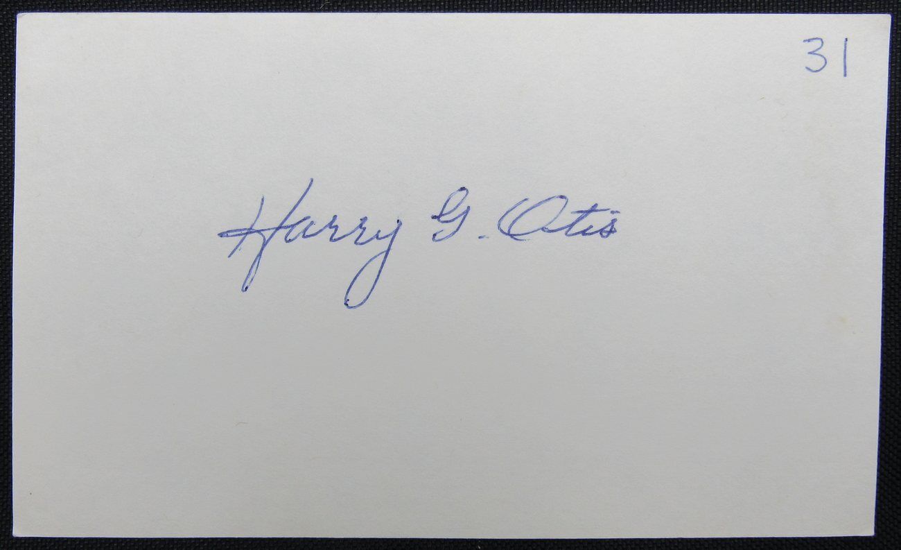 Harry Otis 1909 Cleveland Indians d.1976 Autographed/Signed 3x5 Index Card