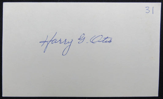 Harry Otis 1909 Cleveland Indians d.1976 Autographed/Signed 3x5 Index Card