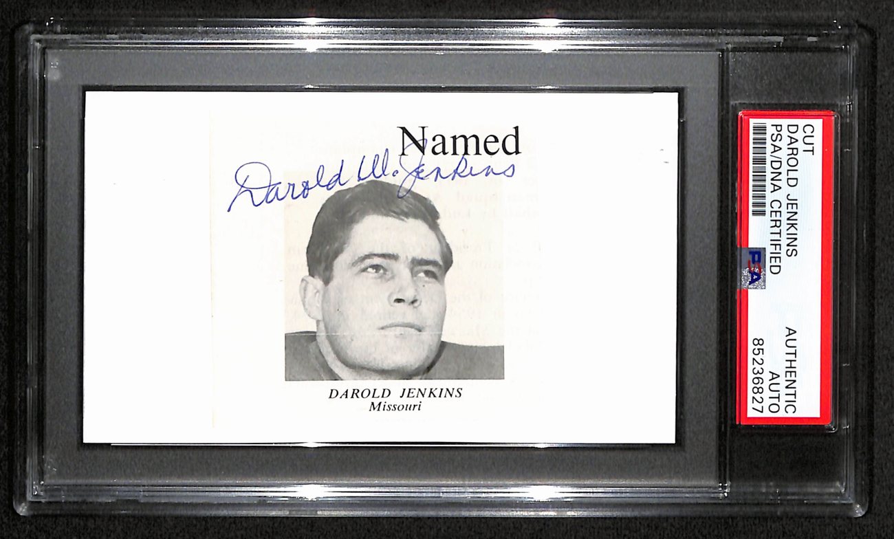 Darold Jenkins CFB HOF Signed/Auto Cut Photo on 3x5 Card Missouri PSA/DNA 189004