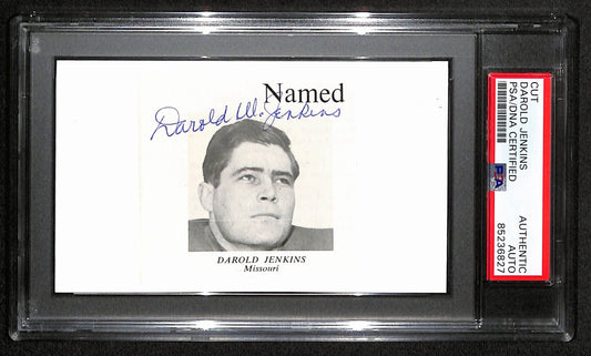 Darold Jenkins CFB HOF Signed/Auto Cut Photo on 3x5 Card Missouri PSA/DNA 189004