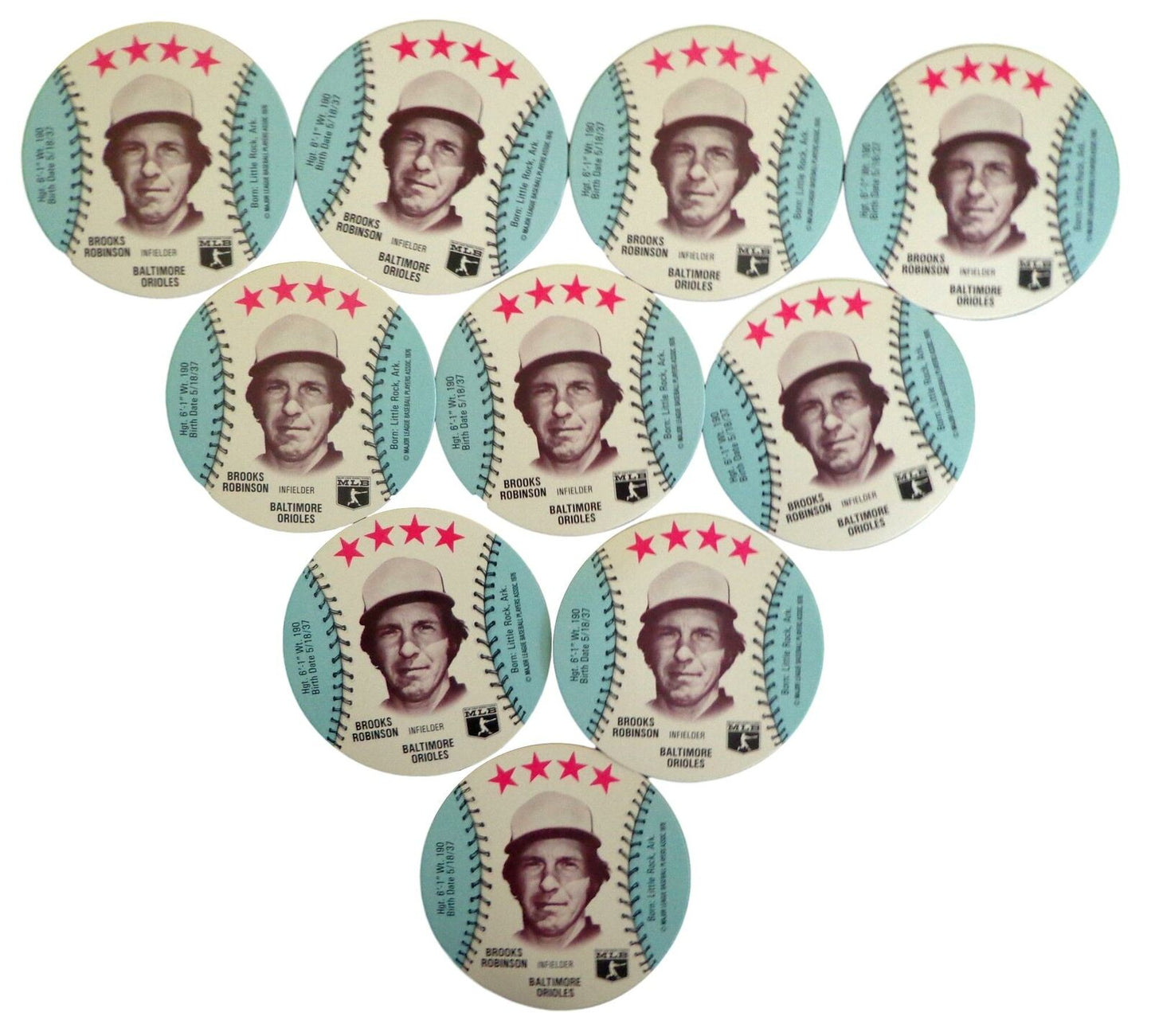 Lot of 10 - 1976 MSA Isaly's Discs Brooks Robinson Baltimore Gem Mint 153890