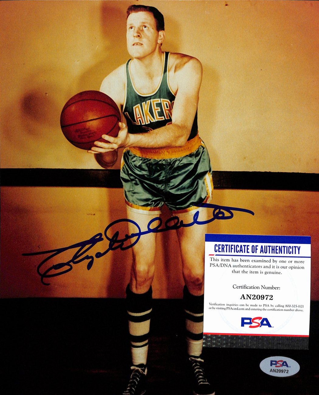 Clyde Lovellette HOF Signed/Auto 8x10 Photo Los Angeles Lakers PSA/DNA 189056