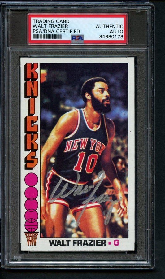 1975 TOPPS Walt Frazier HOF #64 Authentic Card Signed New York Knicks PSA/DNA