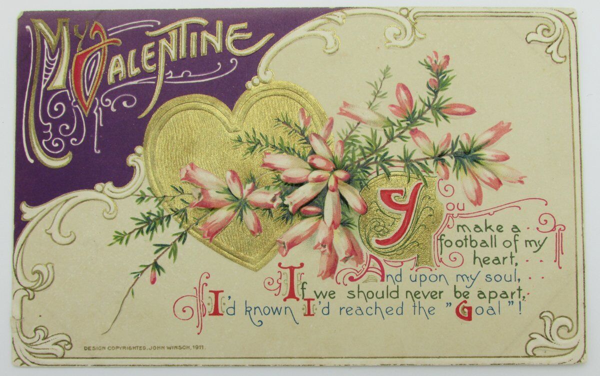 Vintage Postcard "My Valentine" with football poem 1911 John Winson 140032