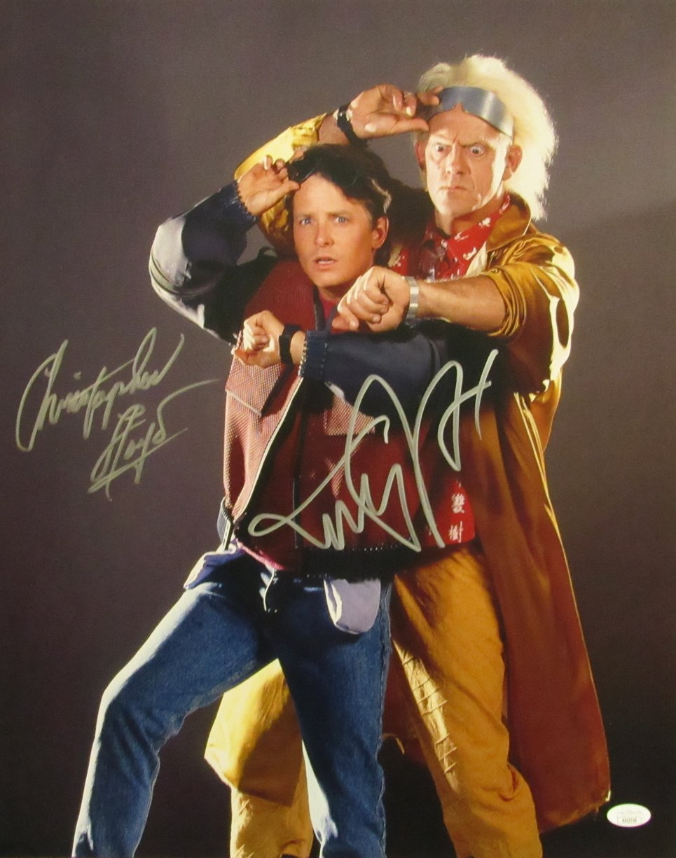 Michael J Fox/Christopher Lloyd Sign/Auto 16x20 Photo Back to the Future JSA 680