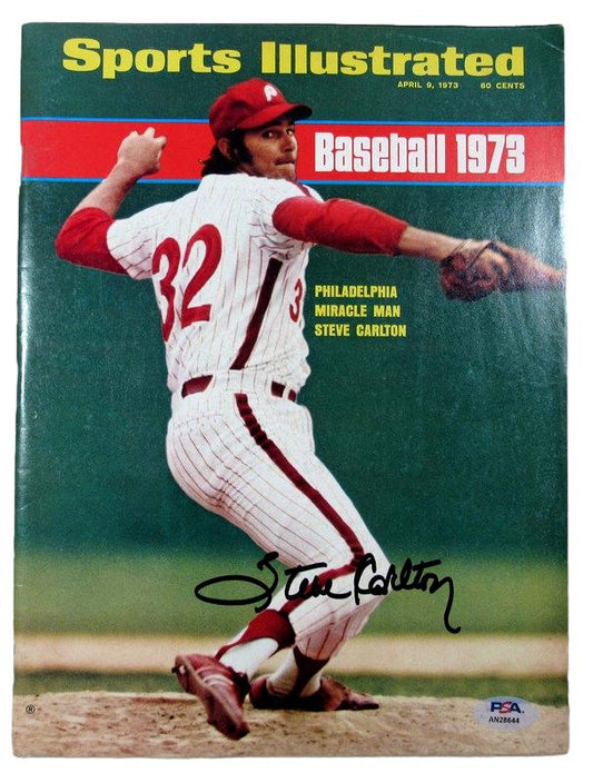 Steve Carlton HOF Signed 1973 Sports Illustrated NOLABEL Phillies PSA/DNA 185019