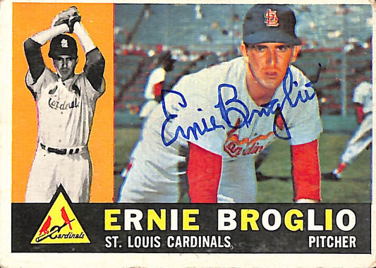 1960 TOPPS #16 Ernie Broglio St. Louis Cardinals Signed/Auto Card 190947