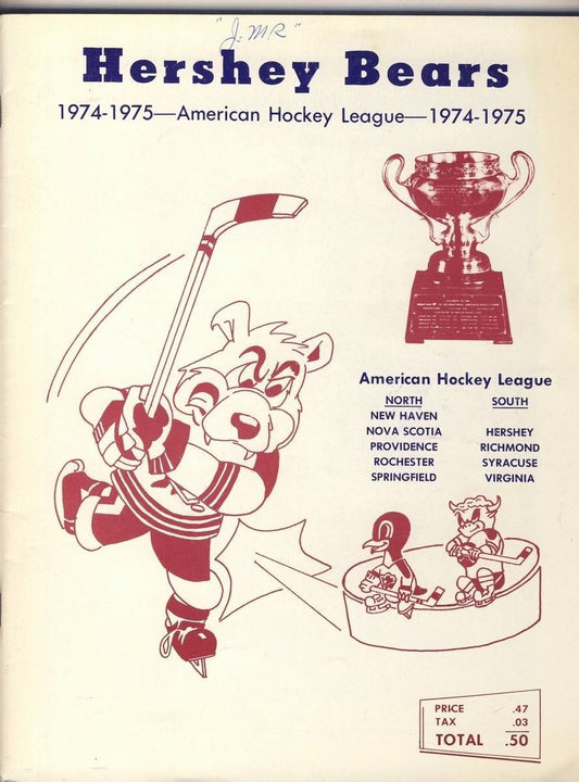 Hershey Bears 4/9 1975 Program vs. Richmond AHL 127975