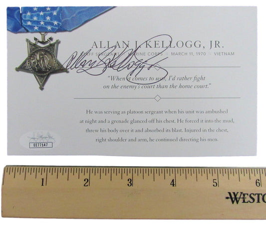 Allan J. Kellogg, MOH Recipient, Signed MOH 4x6 Society Card JSA 146364