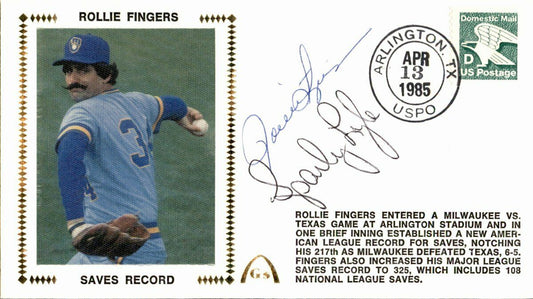 Rollie Fingers Brewers Sparky Lyle Multi Signed 1985 First Day Cover/FDC  149302