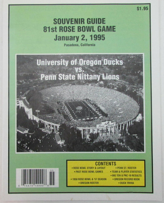 1995 Rose Bowl Game Souvenir Guide Oregon vs. Penn State 1/2/95 157123