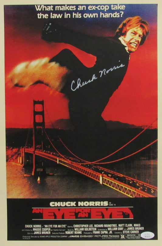 Chuck Norris Autographed Movie Poster 11x17 "An Eye for an Eye" Movie JSA