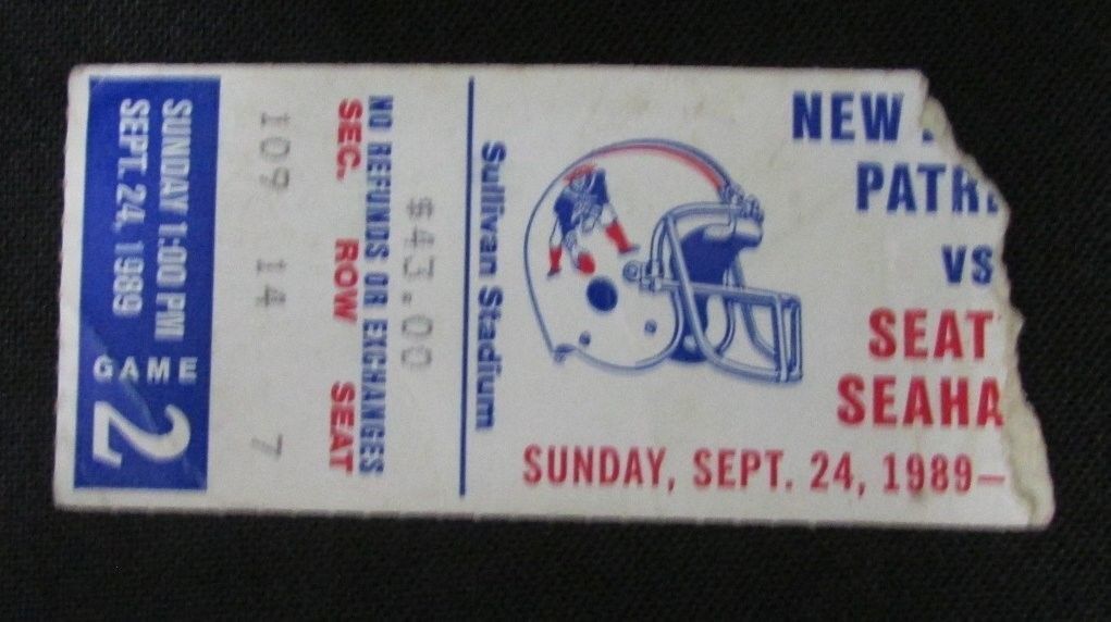 1989 Seahawks vs. Patriots Ticket Stub 127660