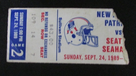 1989 Seahawks vs. Patriots Ticket Stub 127660