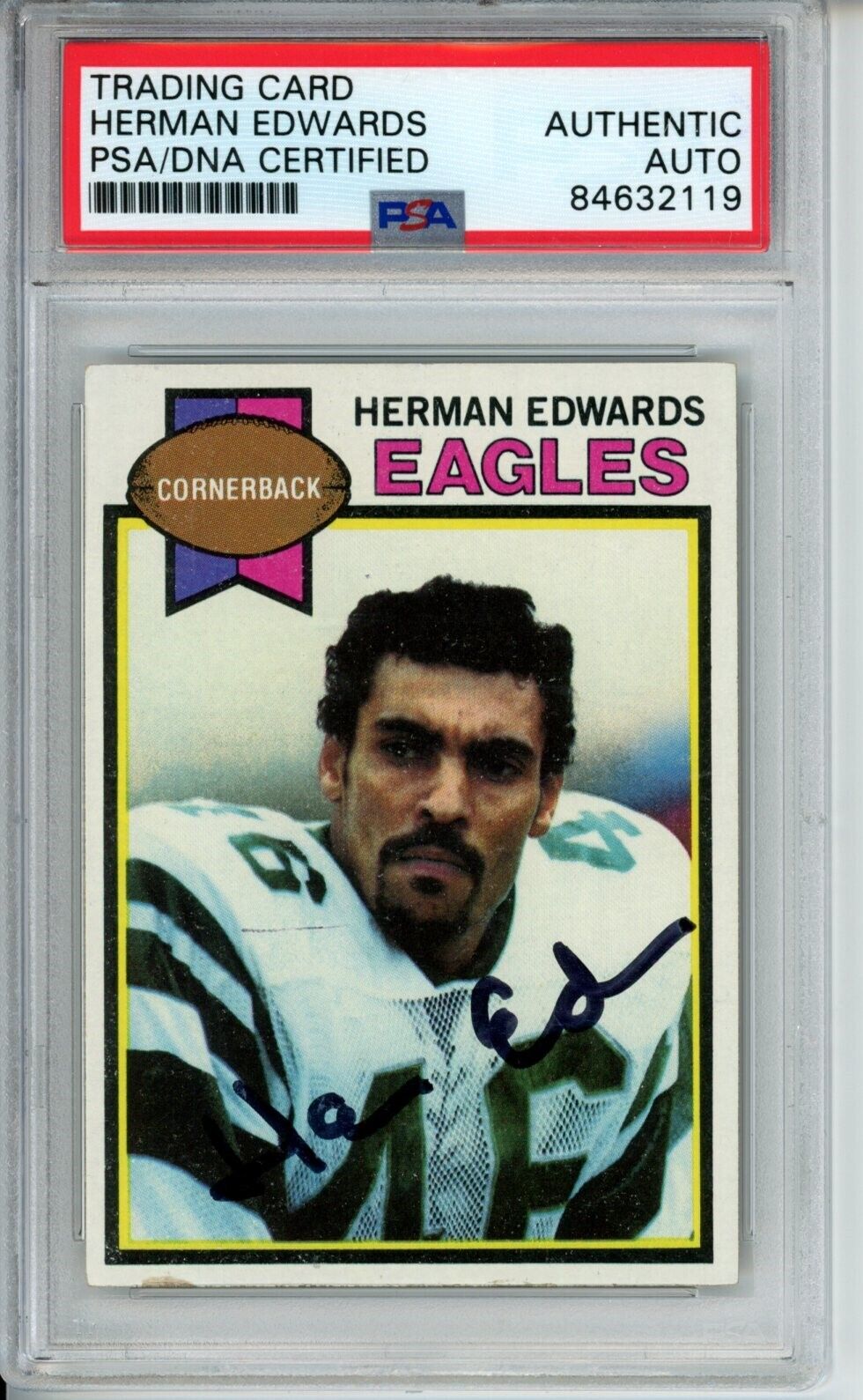 1979 TOPPS #212 Herman Edwards Auto Signed Philadelphia Eagles PSA/DNA