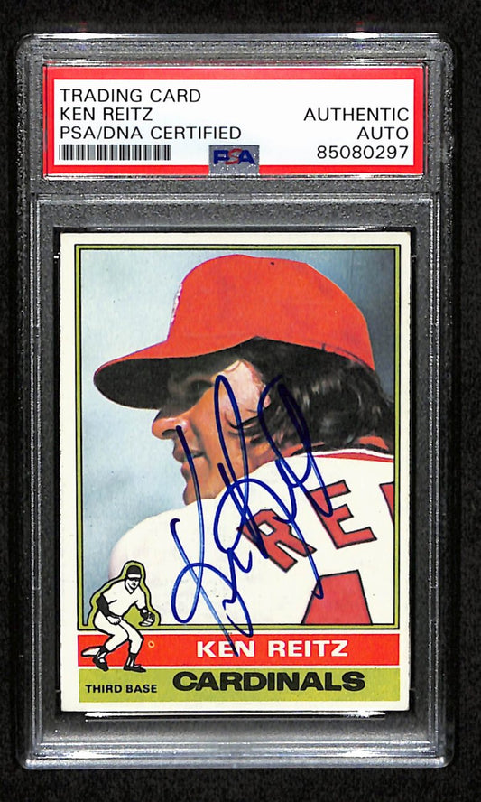 Ken Reitz Signed 1976 Topps Card #158 St. Louis Cardinals PSA/DNA 184415
