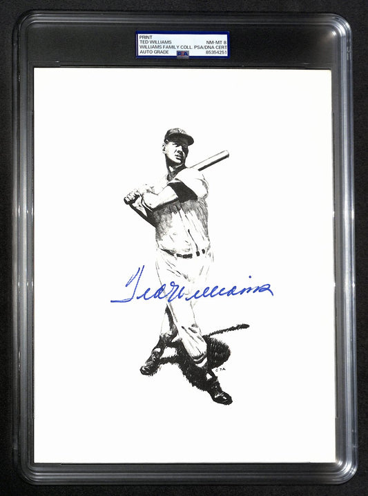 Ted Williams Signed/Auto 8x10 Photo/Print Red Sox PSA/DNA Slabbed 193009