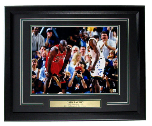 Gary Payton HOF Autographed 11x14 Photo Seattle SuperSonics Framed Beckett