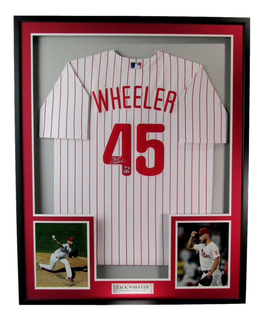 Zack Wheeler Autographed Baseball Jersey Philadelphia Phillies Framed Fanatics