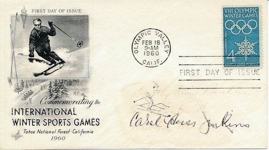 Carol Heiss Jenkins Olympic Figure Skater Signed 1960 First Day Cover/FDC 151291