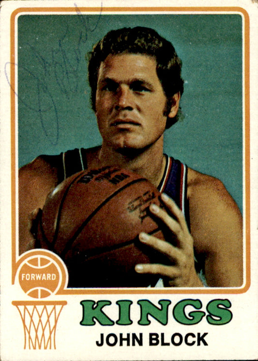 John Block Autographed 1973-74 TOPPS Basketball Card #169 Kings 182942