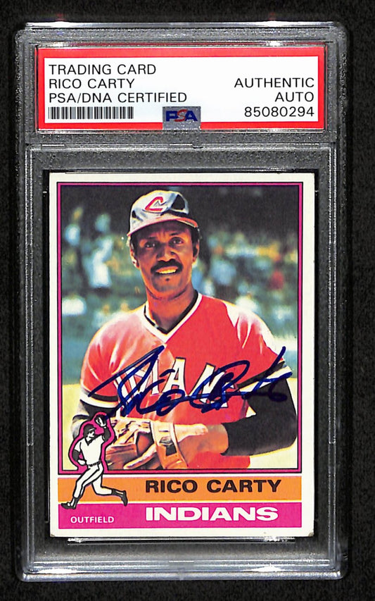 Rico Carty Signed 1976 Topps Card #156 Cleveland Indians PSA/DNA 184414