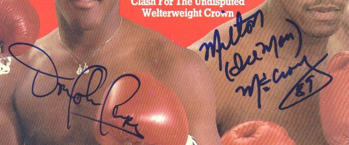 Donald Curry Milton McCrory Signed 1986 World Boxing Magazine Cover JSA 151576