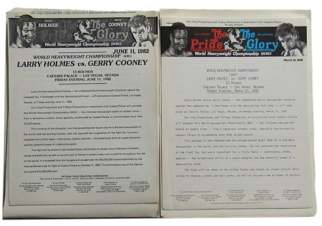 1982 World Heavyweight Championship Boxing Holmes vs. Cooney Press Kit 167491