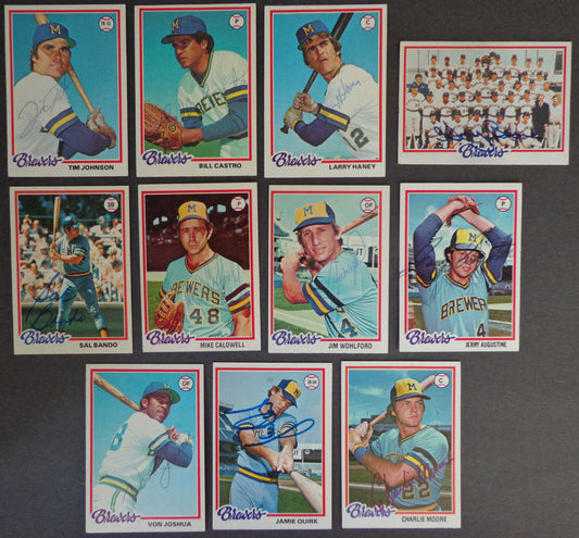 Lot of (11) Milwaukee Brewers Autographed 1978 TOPPS Baseball Cards 183154