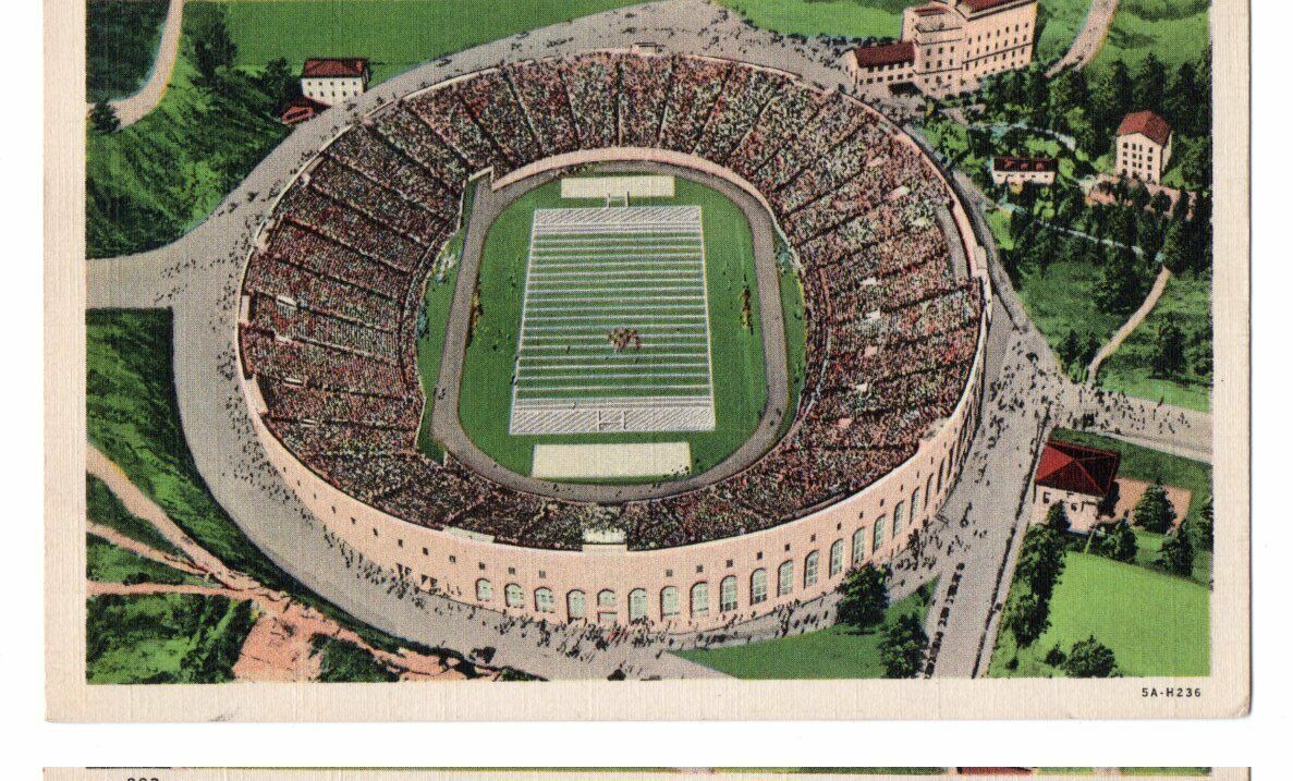 Vintage Unused Postcard of aerial view of Pitt Stadium in Pittsburgh, PA 143542