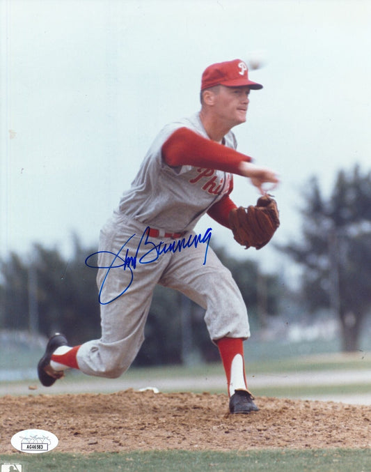 Jim Bunning HOF Autographed 8x10 Photo Philadelphia Phillies JSA