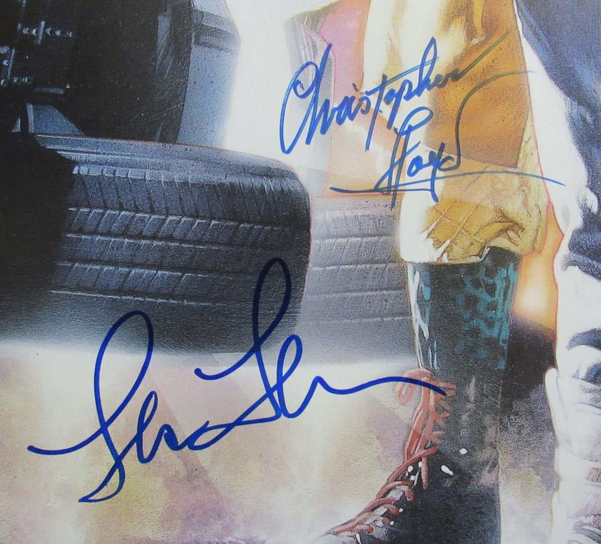 Back to Future II Auto/Signed Michael J Fox/ Lloyd + 2 (4) 27x40 Poster JSA 4946