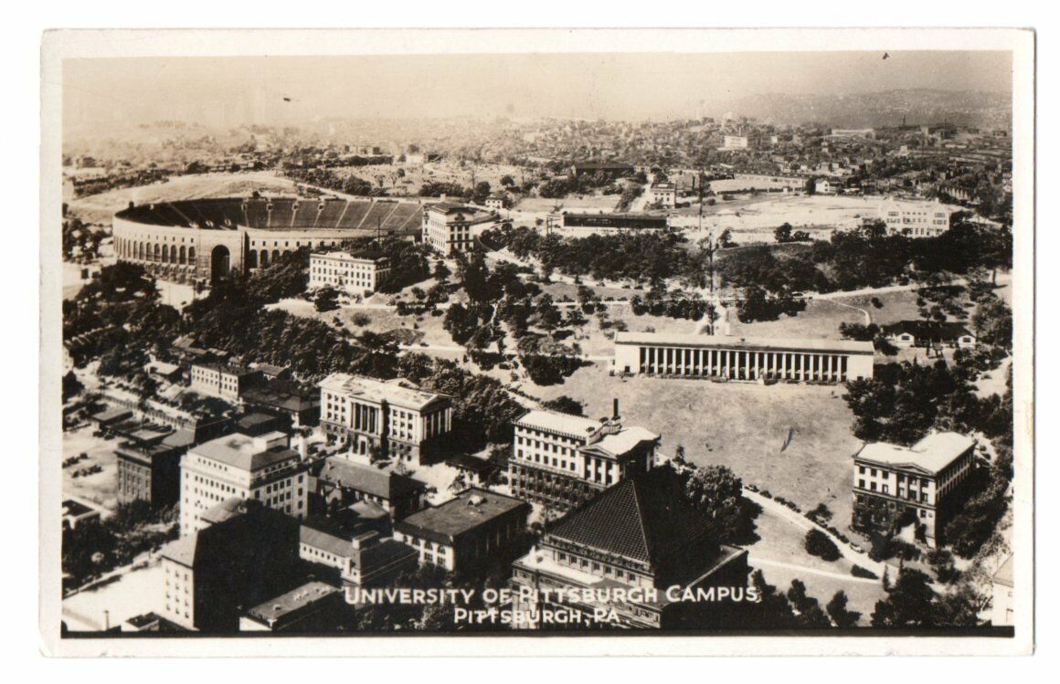 Vintage Unused Undivided Back Postcard of aerial view U of Pittsburgh, PA 143548