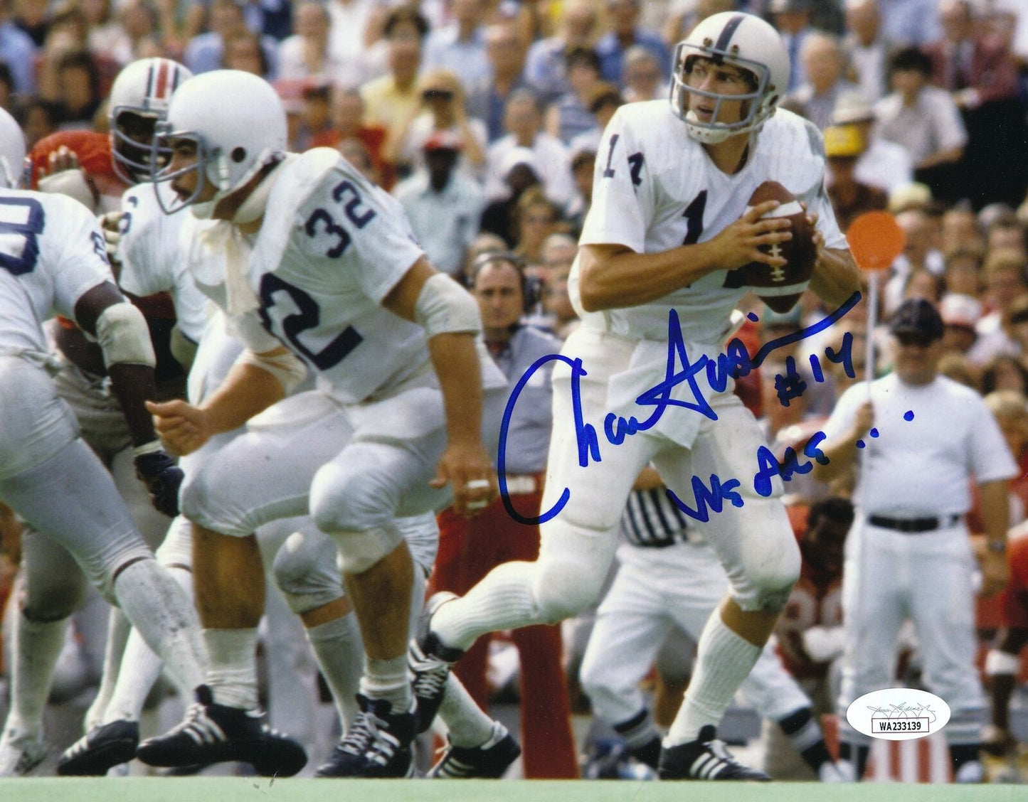 Chuck Fusina Autographed/Inscribed 8x10 Photo Penn State University JSA