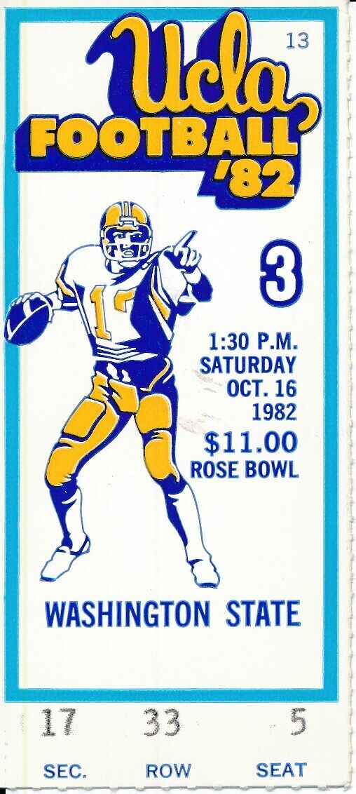 1982 UCLA Bruins vs. Washington State Football Game Ticket Stub 148666