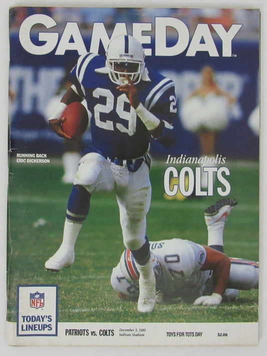 December 3, 1989 New England Patriots vs. Colts NFL GameDay Program